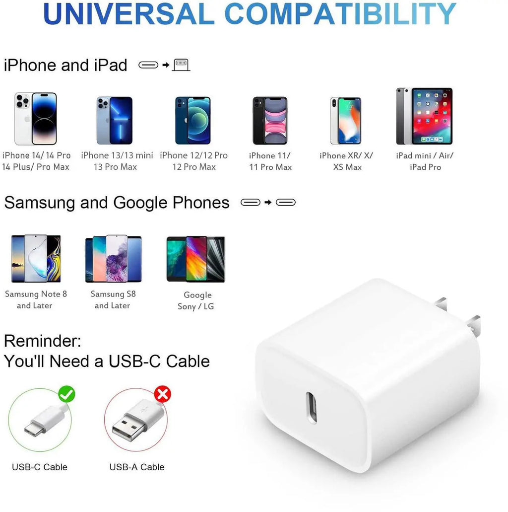 20W USB-C to Lightning PD Fast Charging Data Cable for iPhone 14/13/12/11 Series Premium Quality