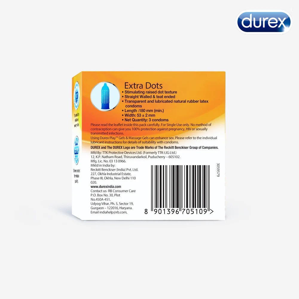 Durex Extra Dots Condom 3Pcs Pack(India)